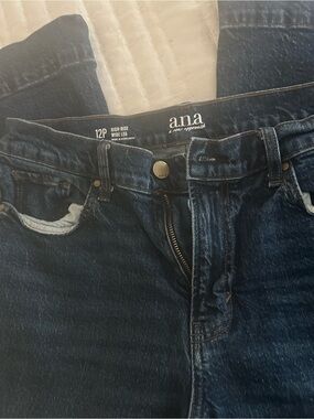 a.n.a Dark Blue High-Rise Wide Leg Jeans